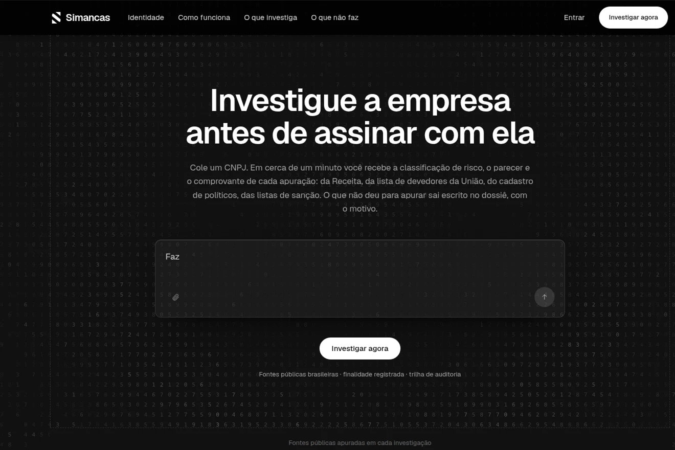 Página inicial do Simancas
